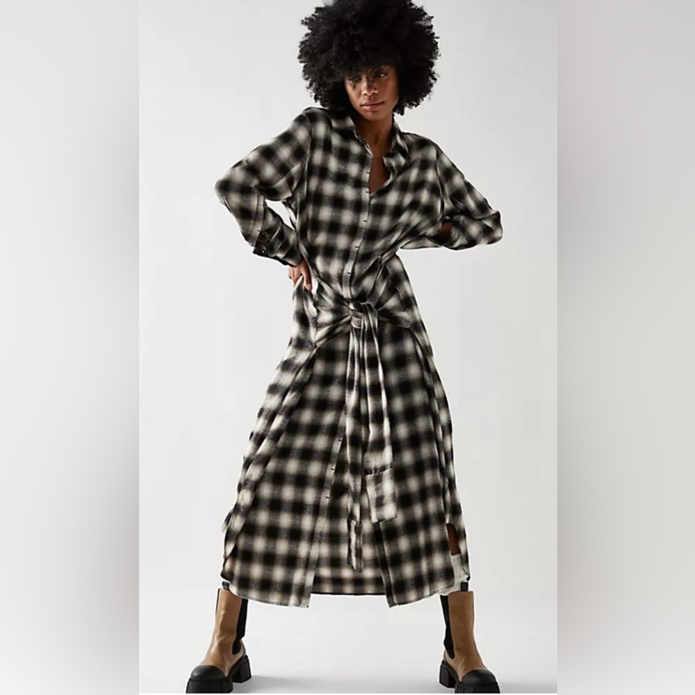 Free People x Nicolas K Plaid Tie Dress Size Small